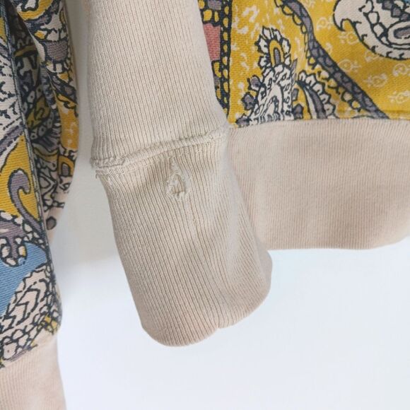 CHAMPION Reverse Weave Paisley Hoodie Sweater Men's Size Small Beige Yellow - Picture 5 of 12